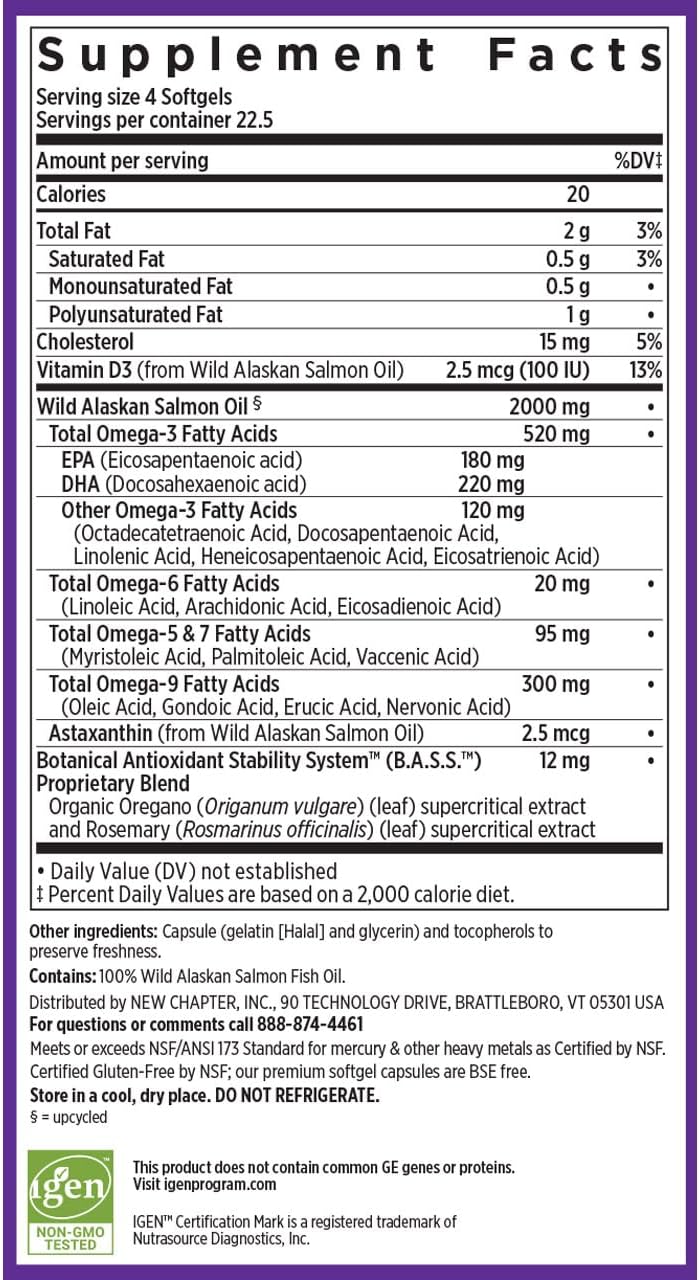 New Chapter Wholemega Fish Oil Tiny Capsules- 90 Count