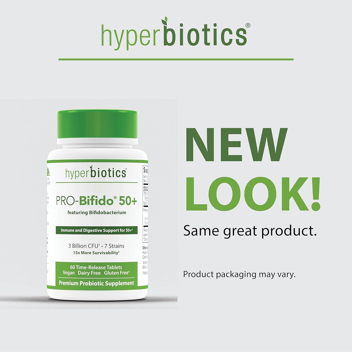 Hyperbiotics Vegan Pro Bifido Tablets | Probiotics for Women & Men, Adults Over 50 60 count