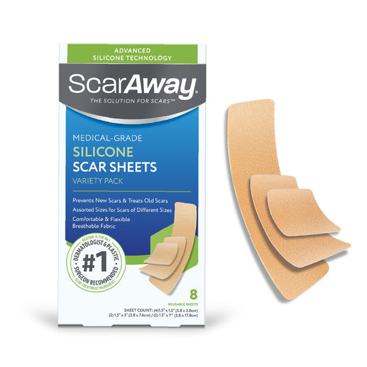 ScarAway Advanced Silicone Scar Sheets - 8 Reuseable Sheets