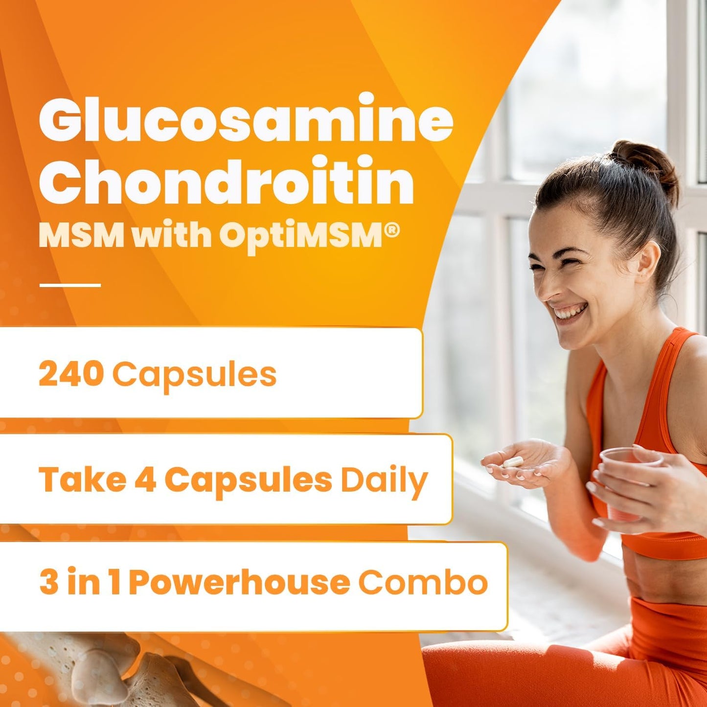 Doctor's Best Glucosamine Chondroitin Msm with OptiMSM Capsules, Supports Healthy Joint Structure,  240 Count