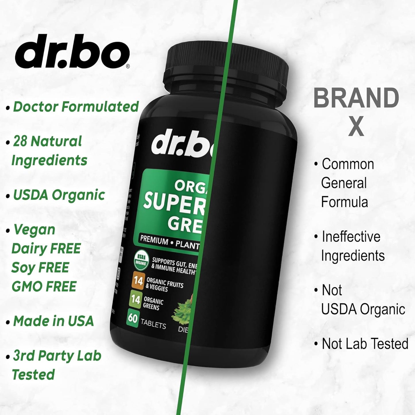 Organic Superfood Greens & Fruit Supplements - 60 tablets