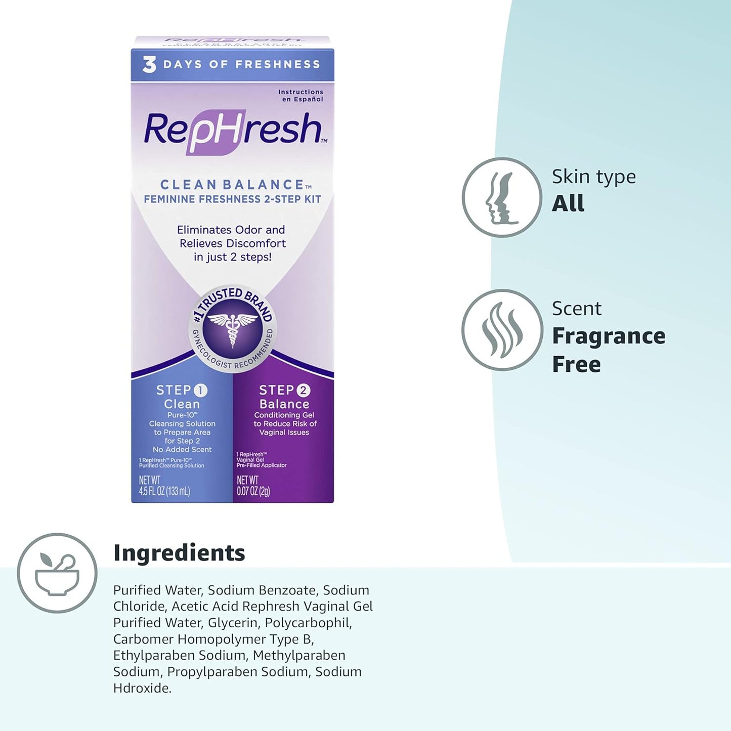 RepHresh Clean Balance Feminine Freshness 2-Step Kit