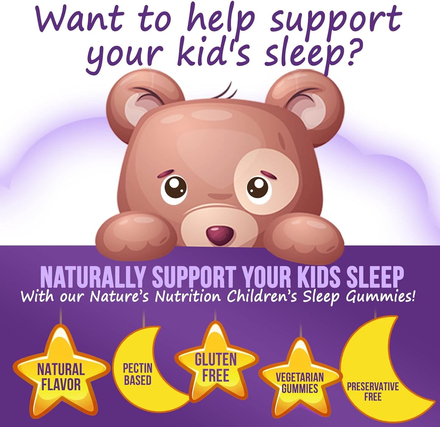 Kids Sleep Gummies, 2mg Melatonin, Nature's Effective  - 60 Gummies