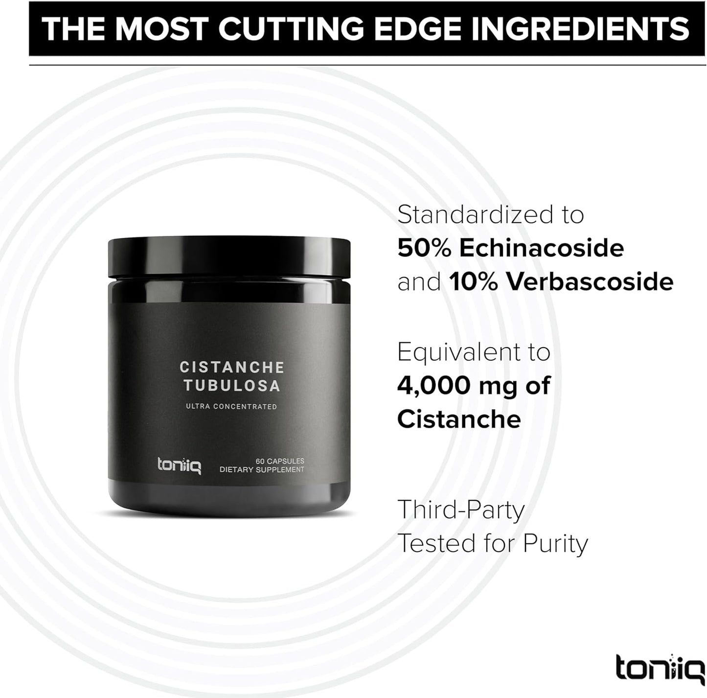 Toniiq Cistanche Tubulosa - (4000mg) Pure Cistanche Supplement for Men - 60 Capsules