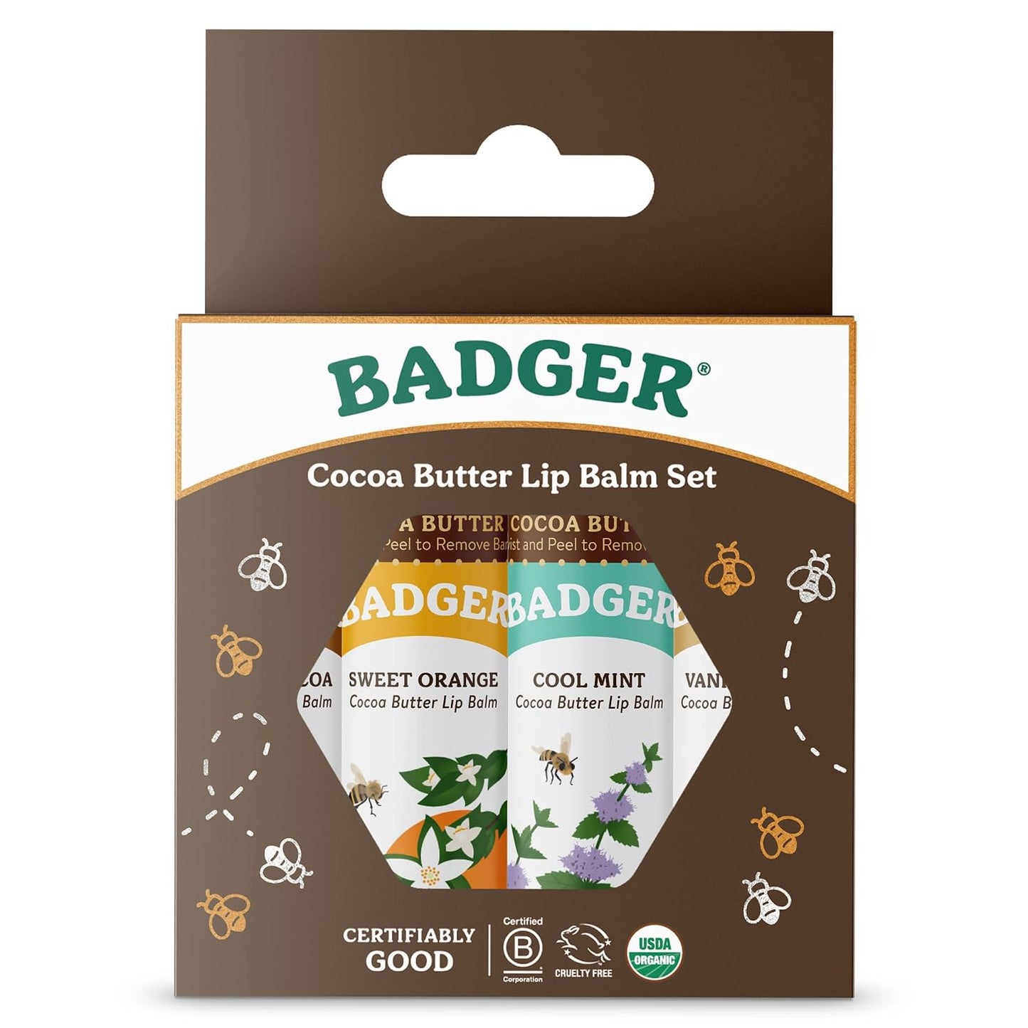 Badger Cocoa Butter Lip Balm Set - 4-pack