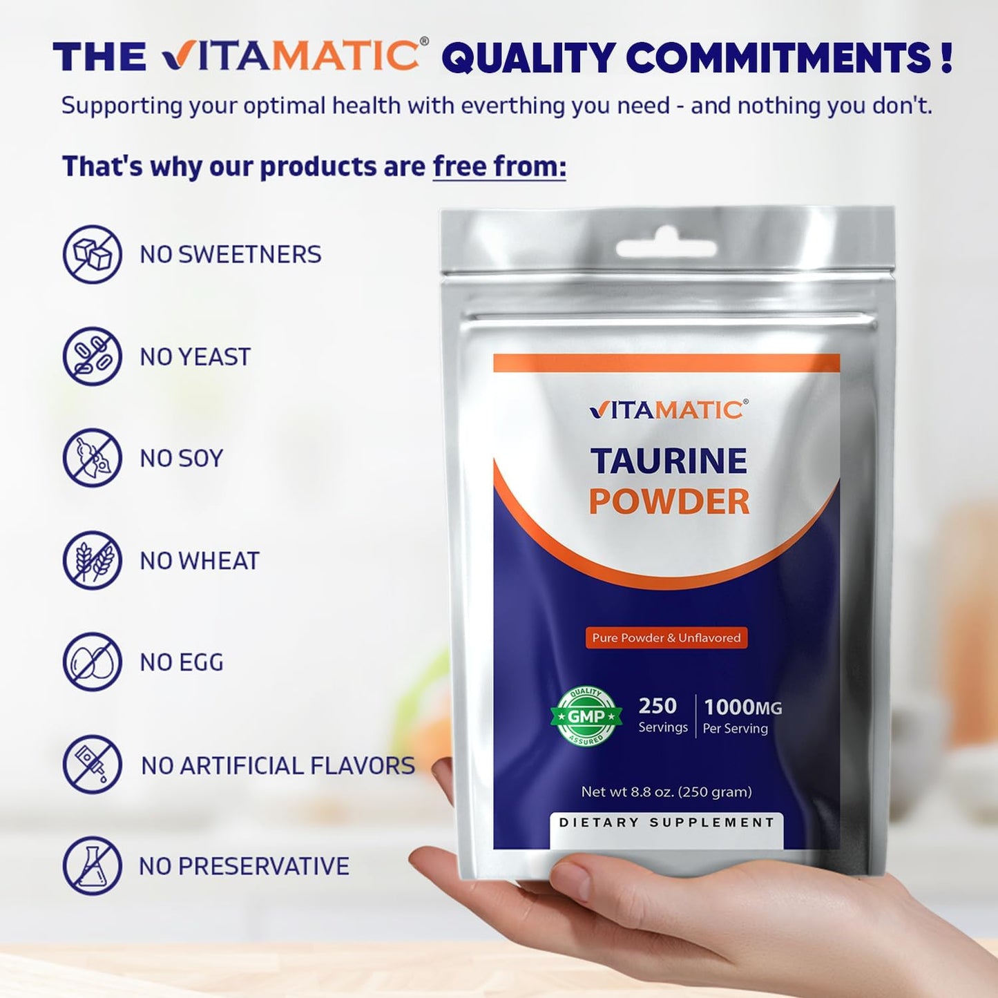 Vitamatic Pure Taurine 1000mg  -8.8 oz