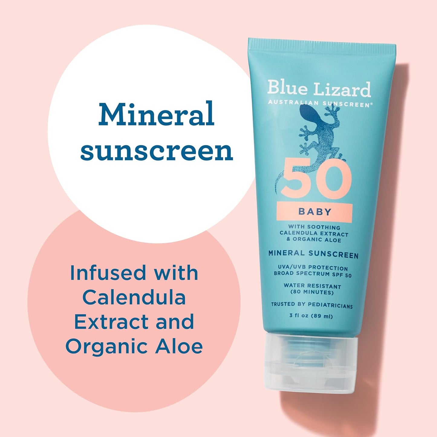 BLUE LIZARD Baby Mineral Sunscreen with Zinc Oxide, SPF 50+ - 3 Ounce