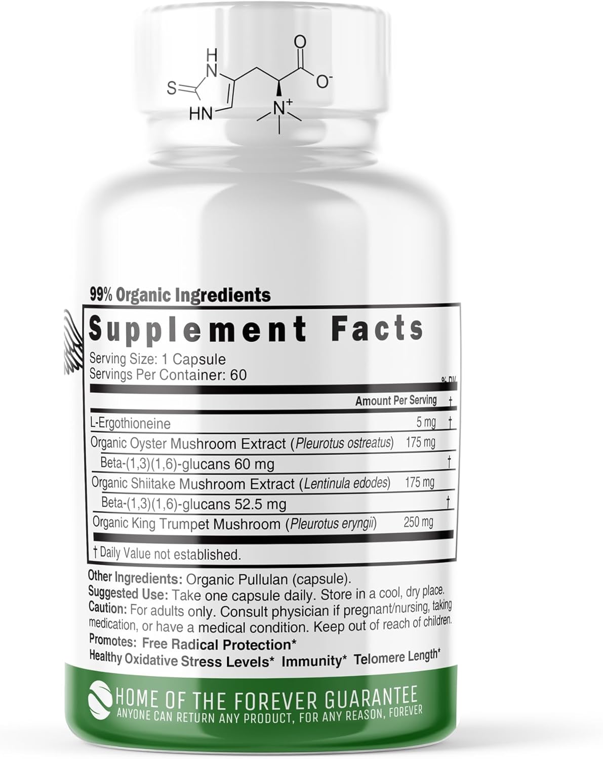 Nature's Fusions Nutri L Ergothioneine Mushroom Complex 60 Capsules