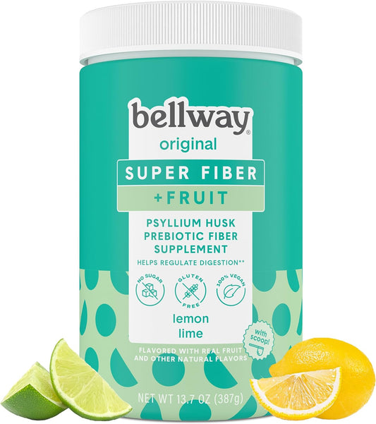 Bellway Super Fiber Powder + Fruit, Sugar Free Organic Psyllium Husk Powder (13.7 oz)