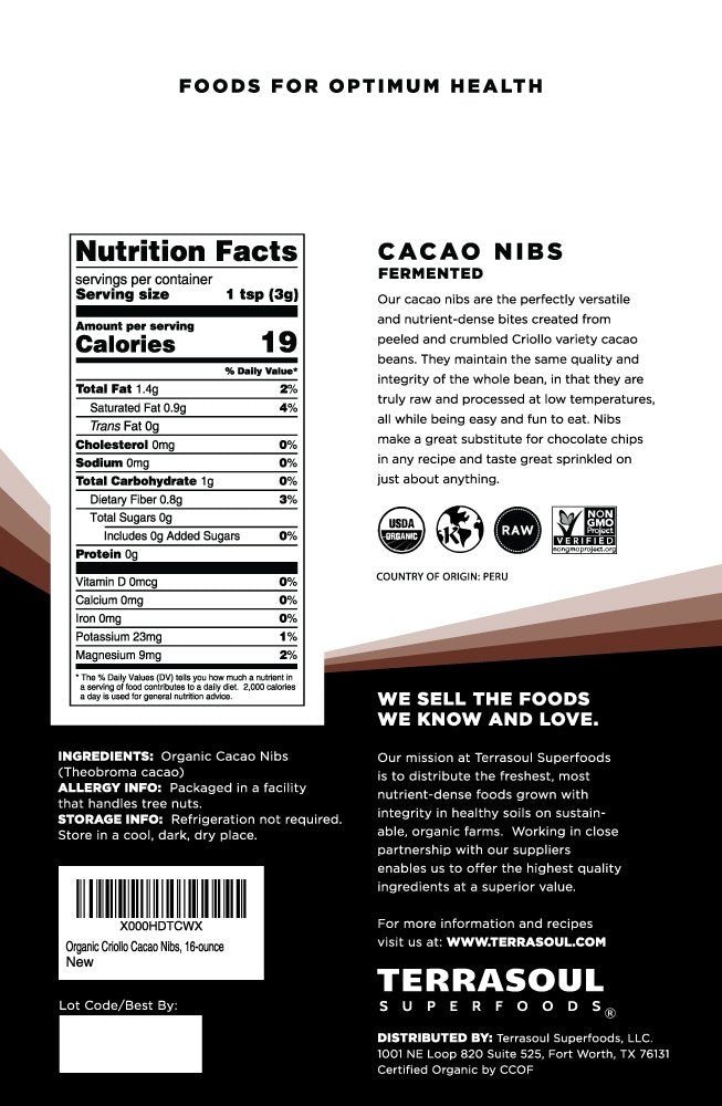 Terrasoul Superfoods Raw Organic Cacao Nibs