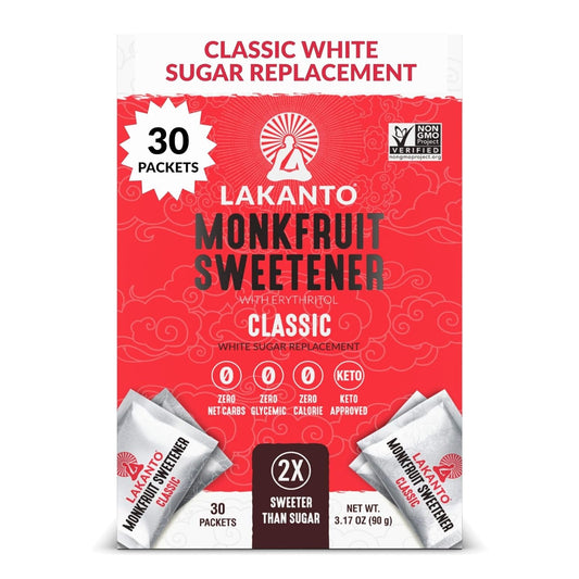 Lakanto Classic Monk Fruit Sweetener with Erythritol Sweetener Packets -  Classic (3g - 30 Count)