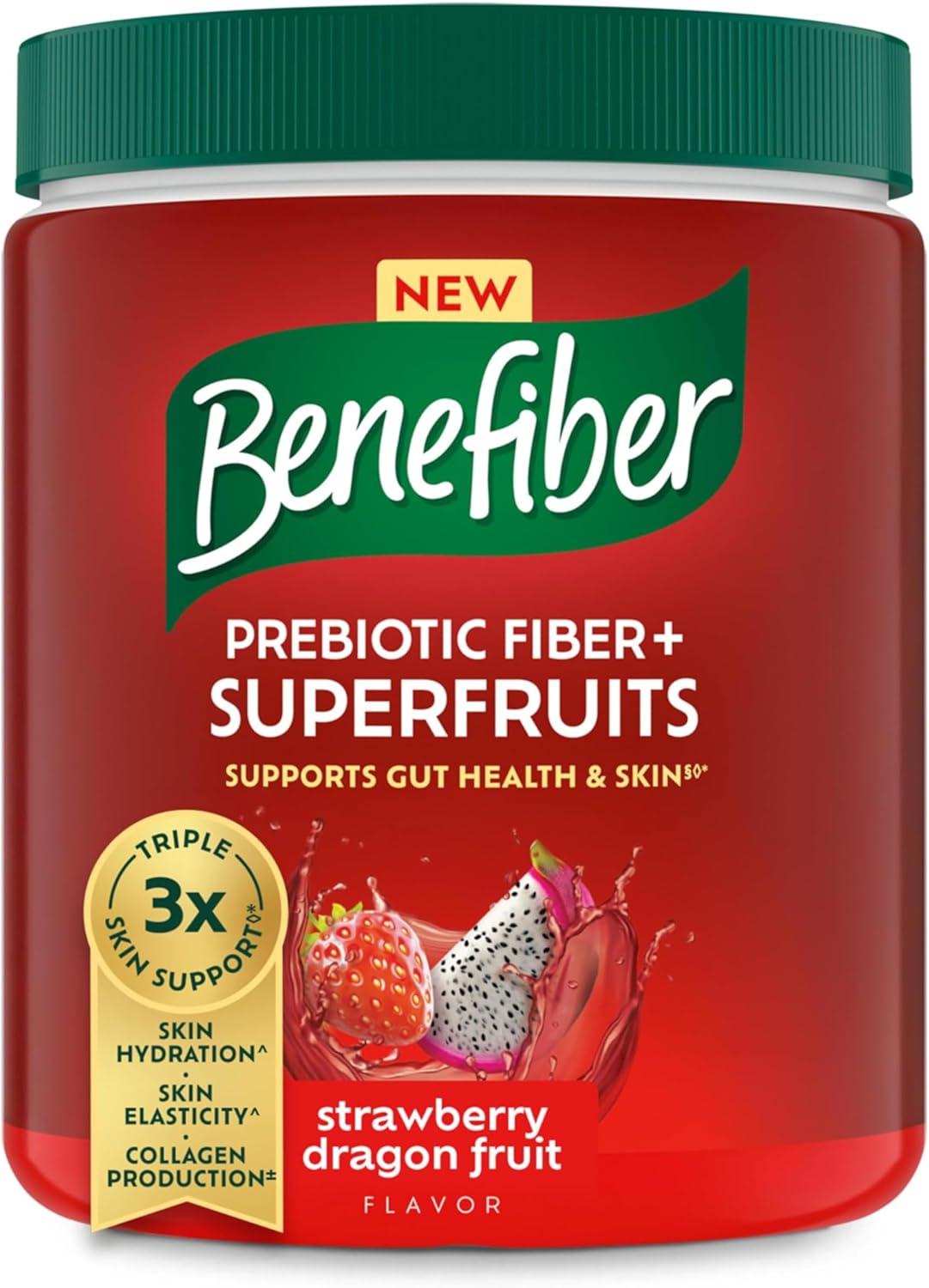Benefiber Prebiotic Fiber + Superfruits  Strawberry Dragon Fruit Flavor - 8.8 oz