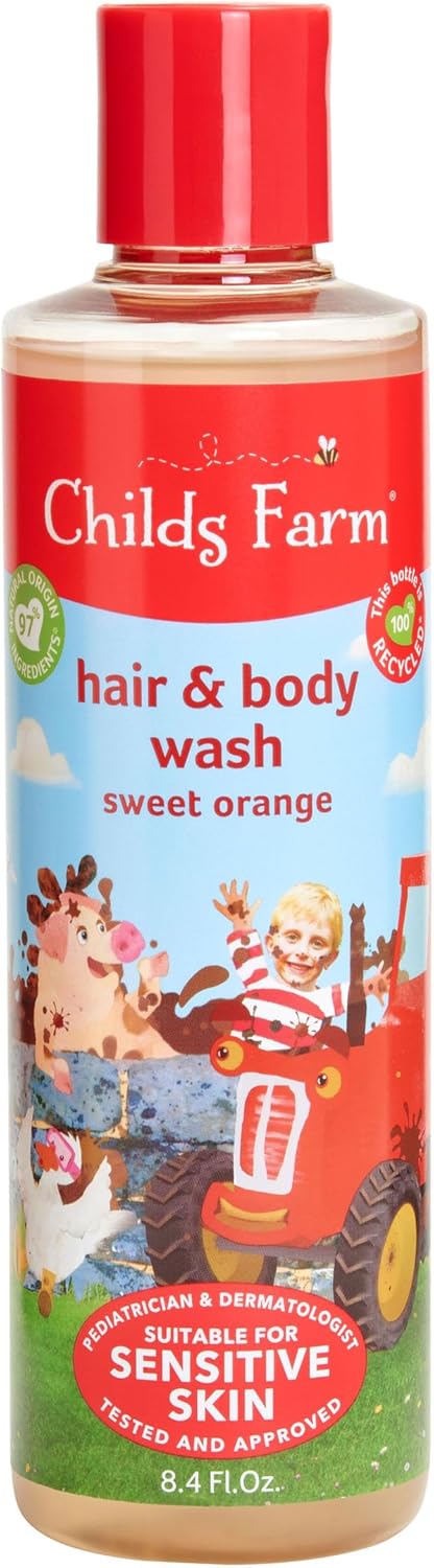 Childs Farm, Kids Hair & Body Wash for Dry,Sweet Orange -8.4 Fl Oz