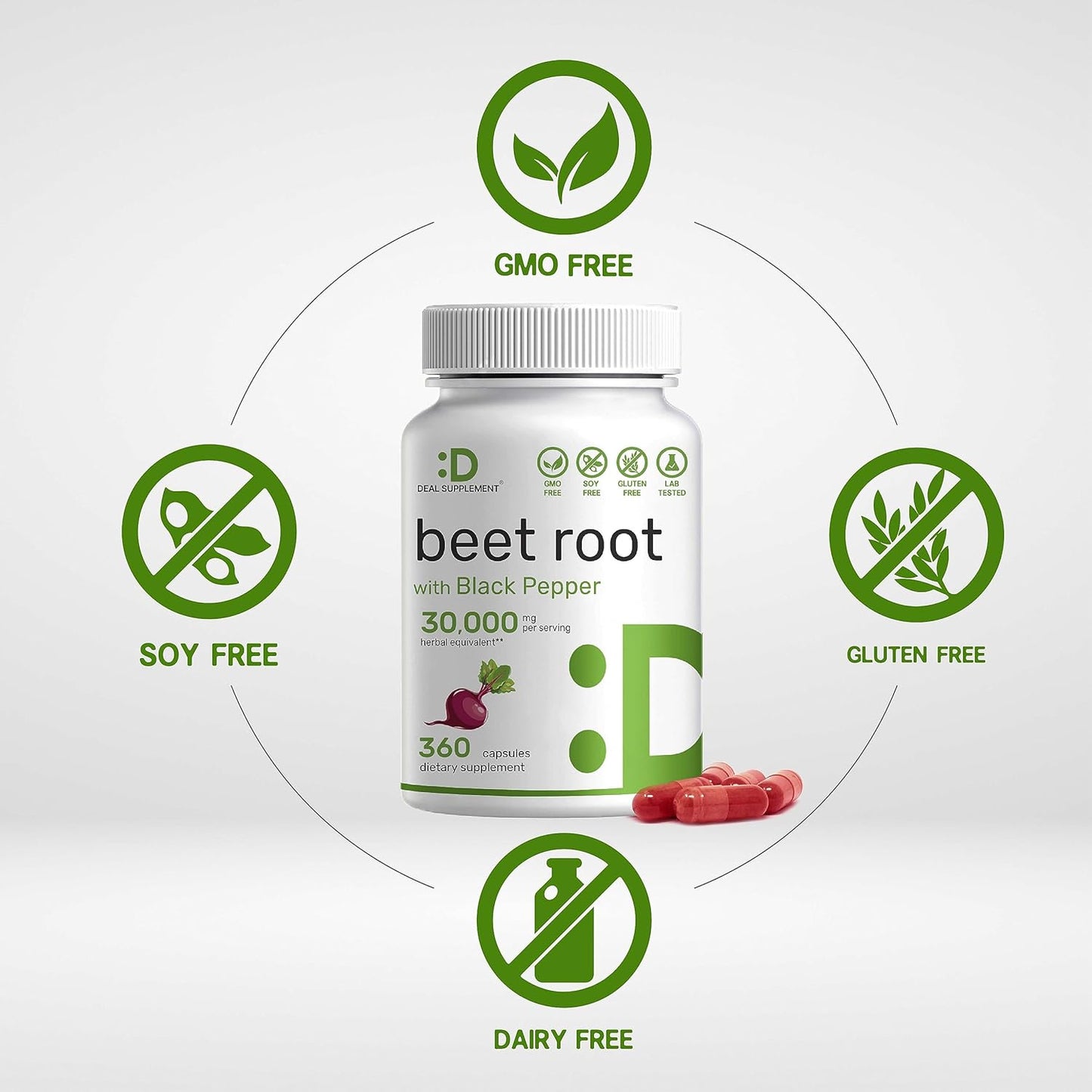 Beet Root with Black Pepper 360 capsules