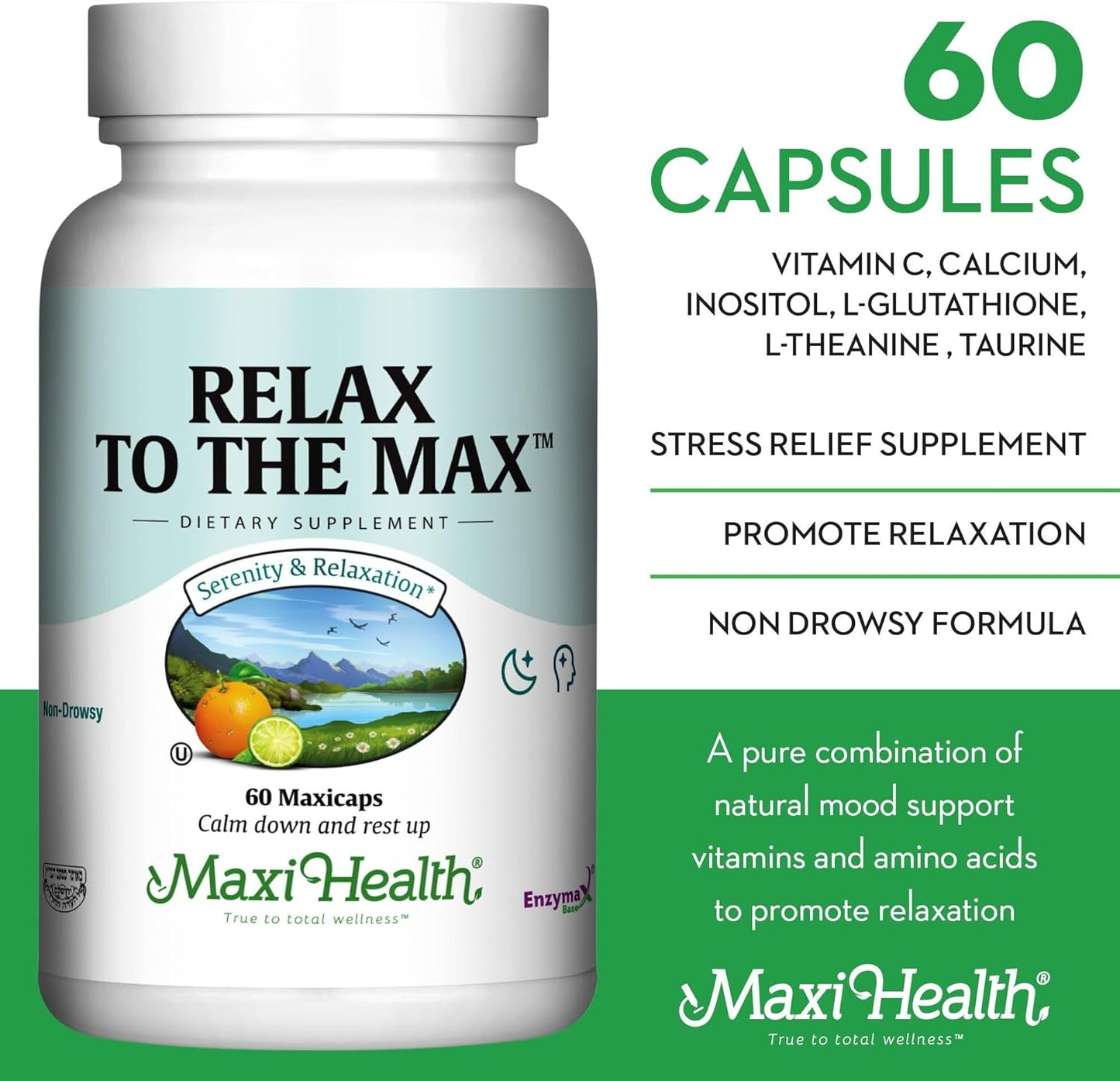 Maxi Health - Relax to The Max Stress Relief  - 60  Capsules