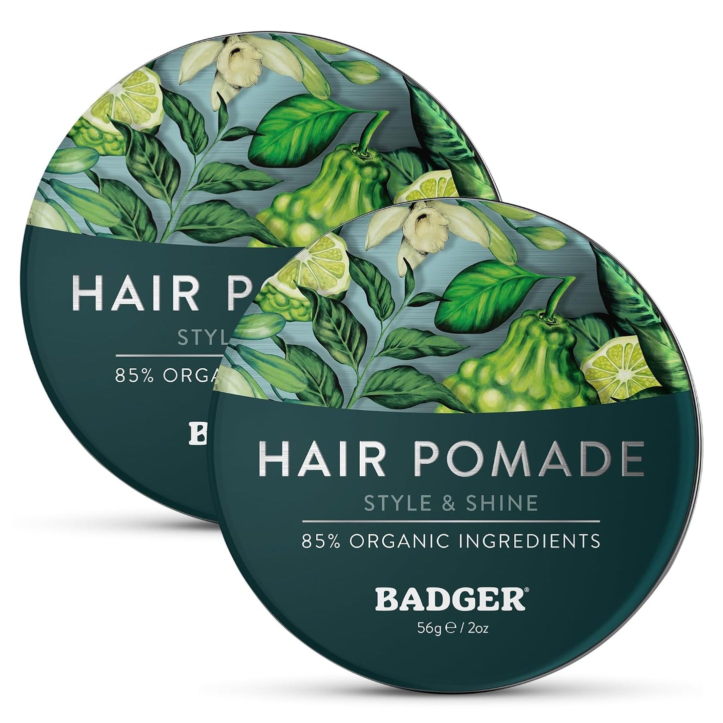Badger Hair Pomade for Men, Organic -  2 oz Tin, 2-Pack