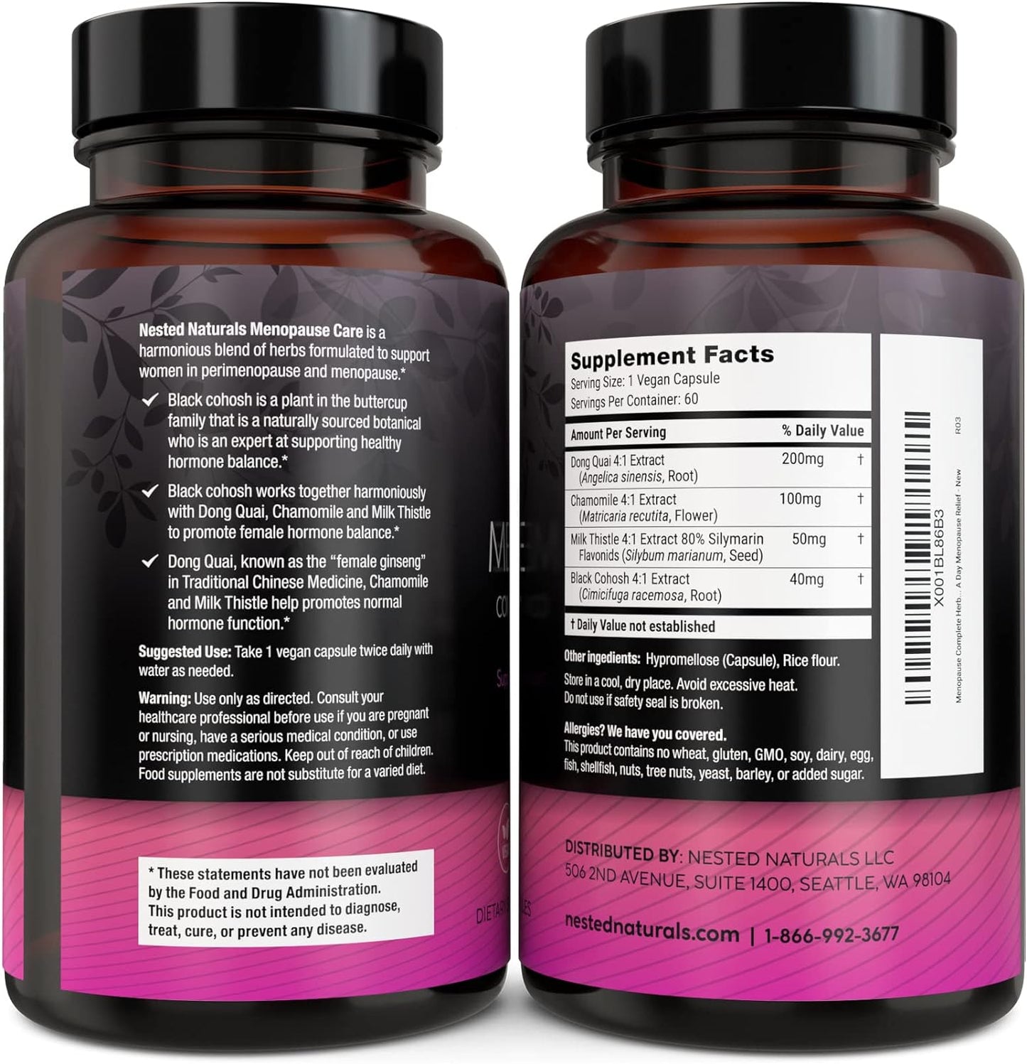 Nested Naturals Menopause Complete Herbal Care Supplement- 60 capsules