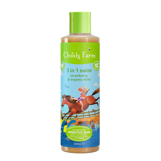 Childs Farm, Kids 3 in 1 Swim, Strawberry and Organic Mint, Body Wash - 8.4 Fl Oz