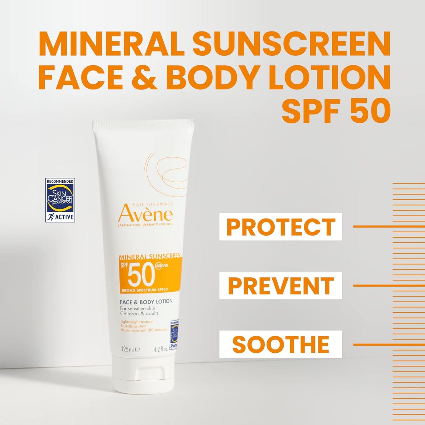Avène Mineral Sunscreen Broad Spectrum SPF 50 Face and Body Lotion  - 4.23 Fl Oz