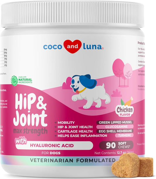 Hip and Joint Support for Dogs - Max Strength - 90 Soft Chews
