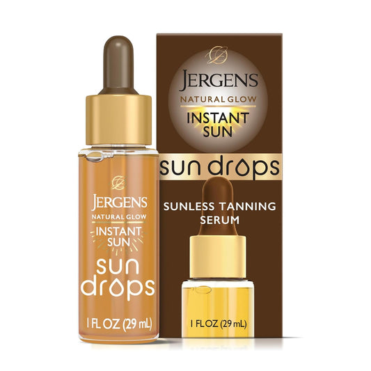 Jergens Natural Glow Instant Sun Drops, Sunless Tanning for Face and Body, 1 Fl Oz