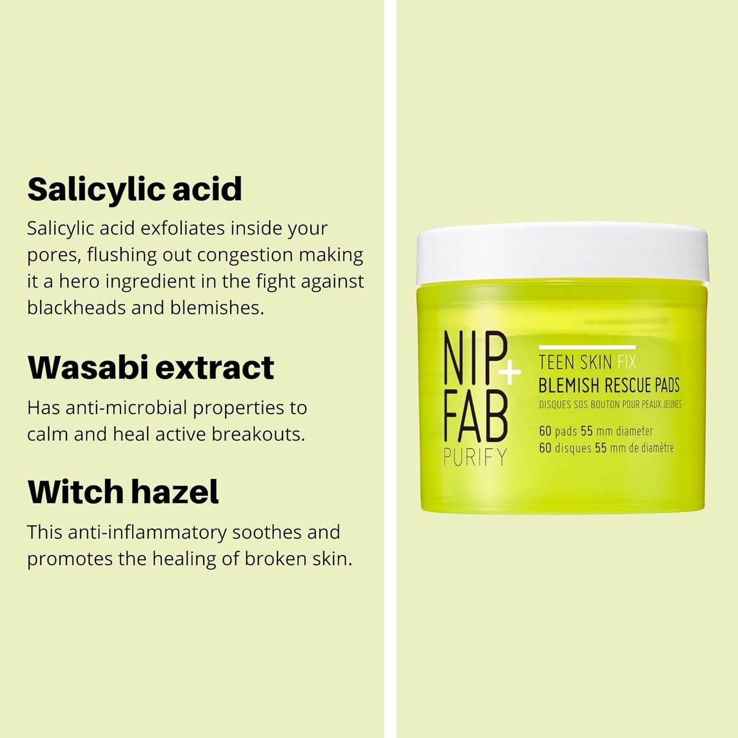 Nip + Fab Teen Skin Fix Zero Breakout Rescue Face Pads - 60 Count