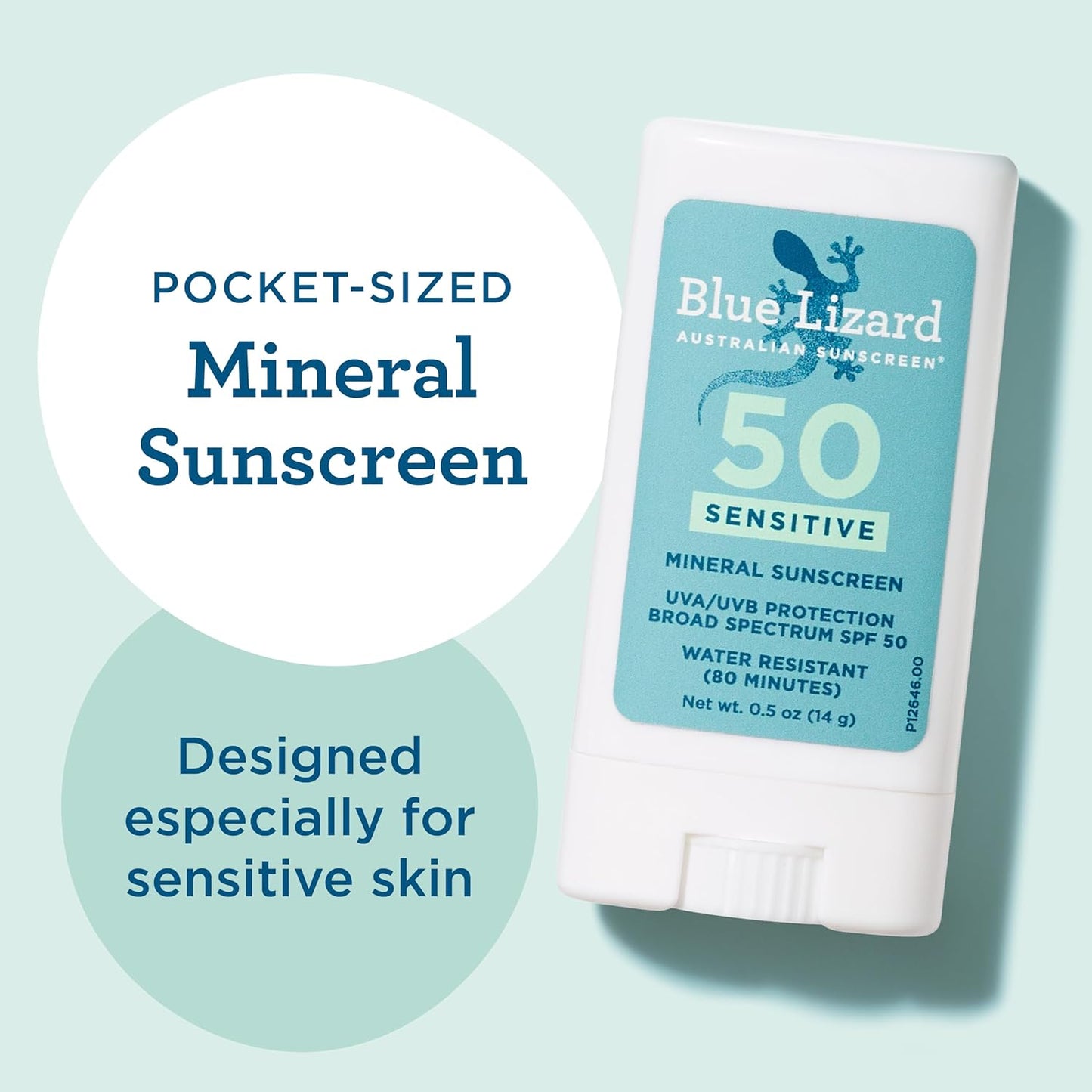 BLUE LIZARD Sensitive Mineral Sunscreen Stick with Zinc Oxide, SPF 50+ -0.5 Oz