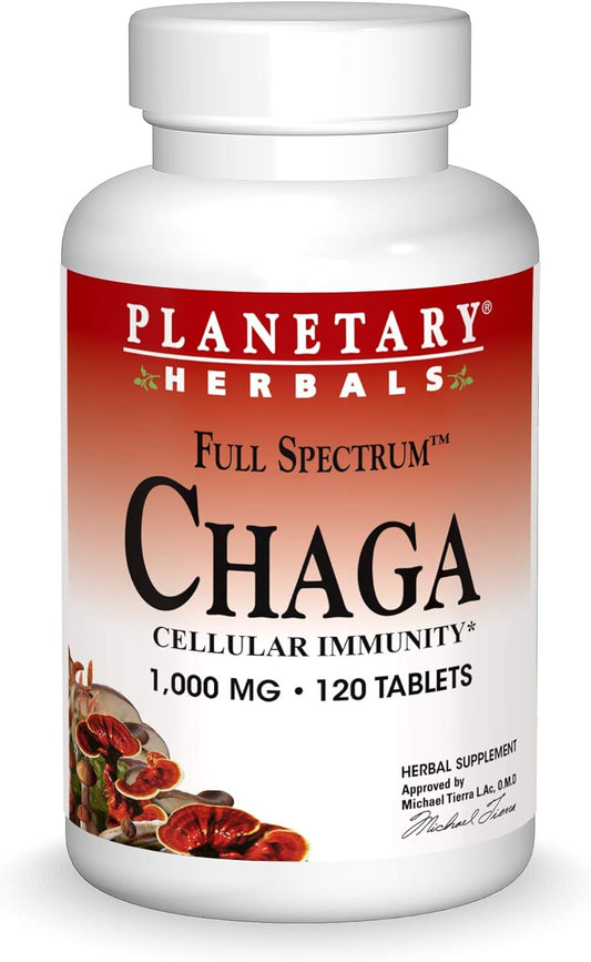 Planetary Herbals Chaga Full Spectrum, Enhance Cellular Immunity, 120 Count