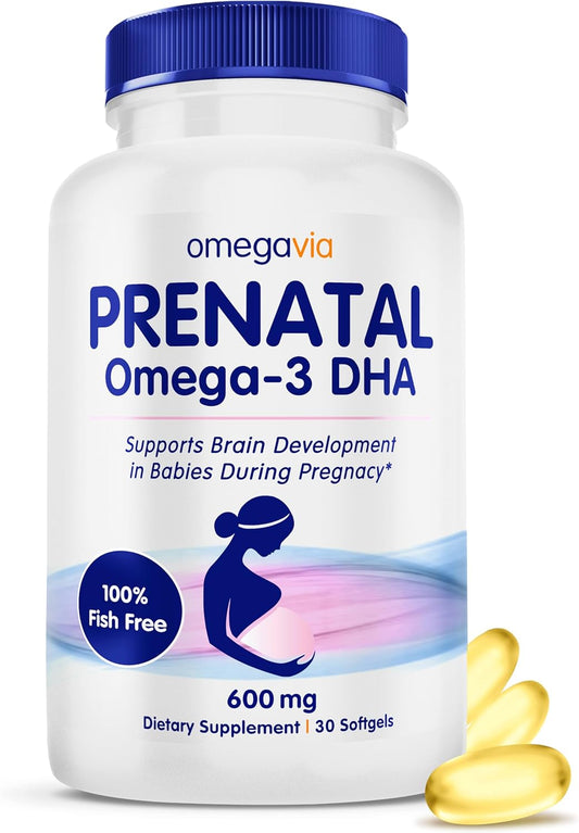 OmegaVia Prenatal DHA 600mg, Omega 3 Supplement for Women - 30 Softgels