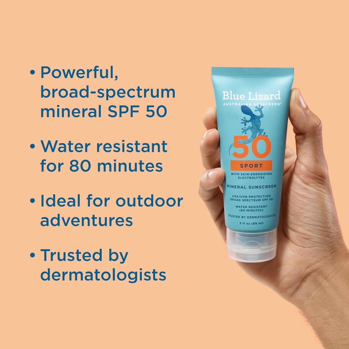Blue Lizard Sport Mineral SPF 50 Lotion, Ideal for Athletes -  3.0 fl oz