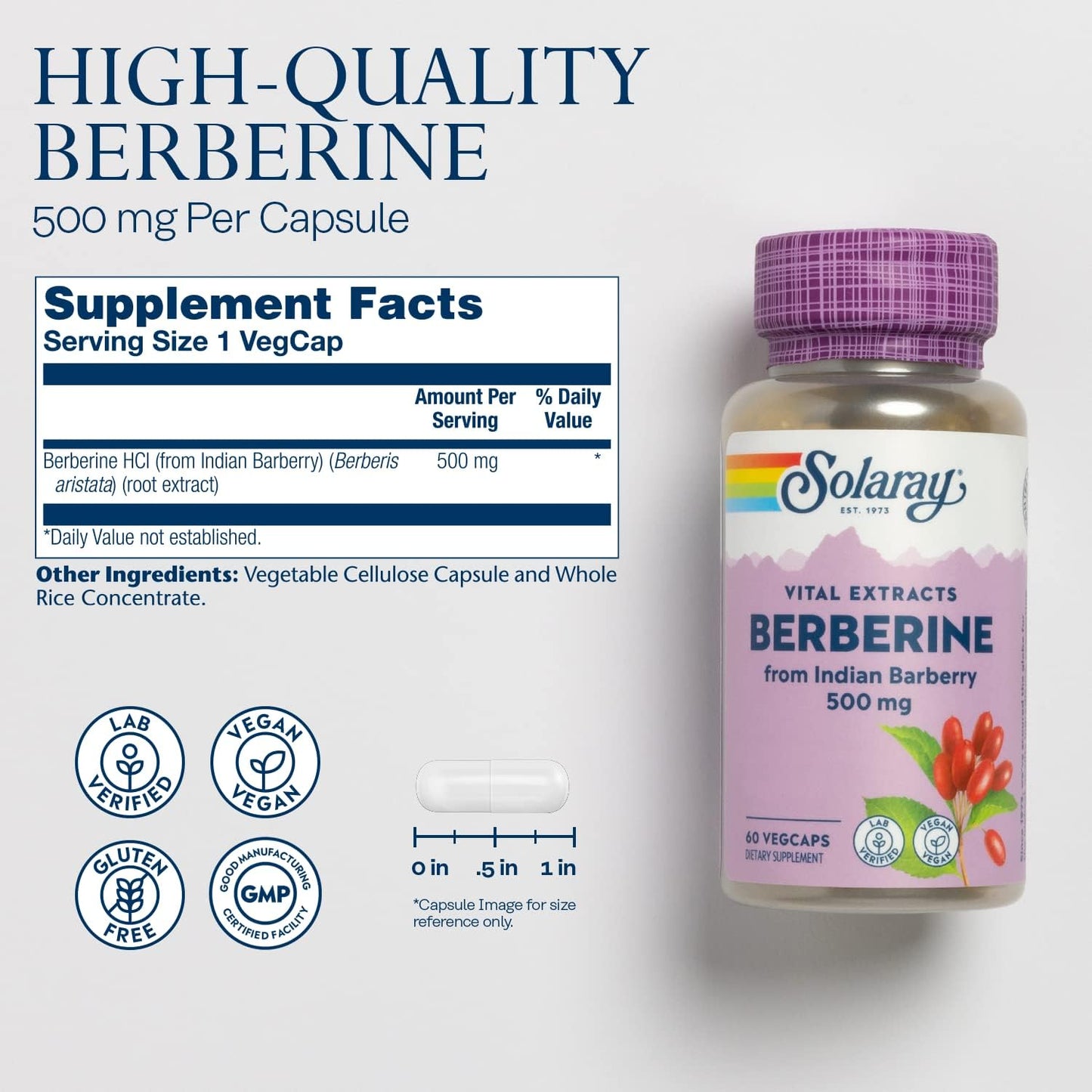 SOLARAY Berberine 500mg from Indian Barberry Root Extract