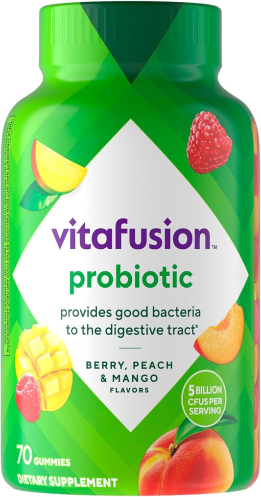 Vitafusion Probiotic Gummy  Raspberry, Peach and Mango Flavors  - 70 Count