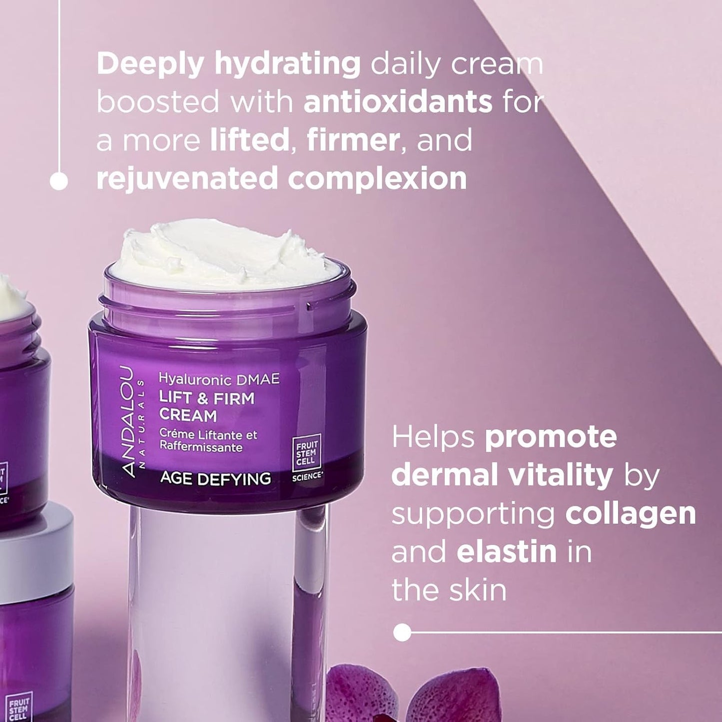 Andalou Naturals Hyaluronic Dmae Lift Firm Skin Cream,1.7 Ounce