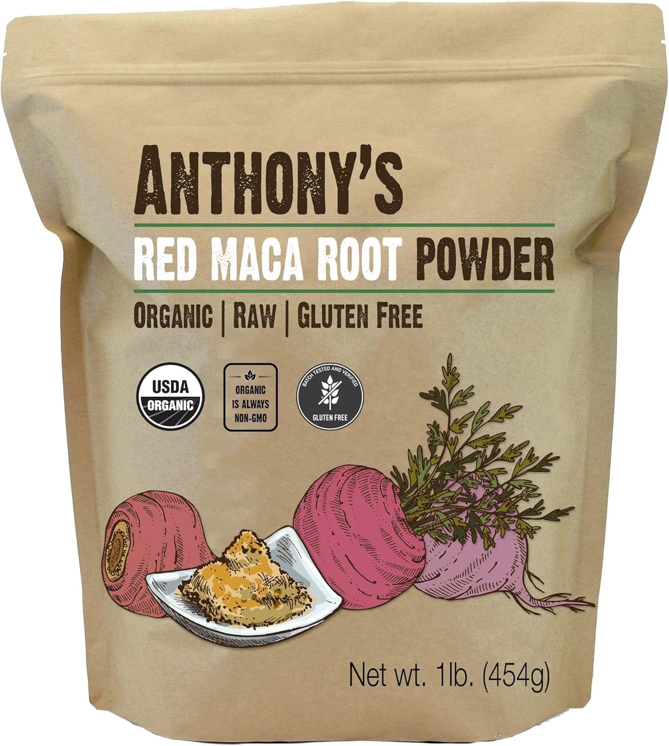 Anthony's Organic Red Maca Powder, 1 lb