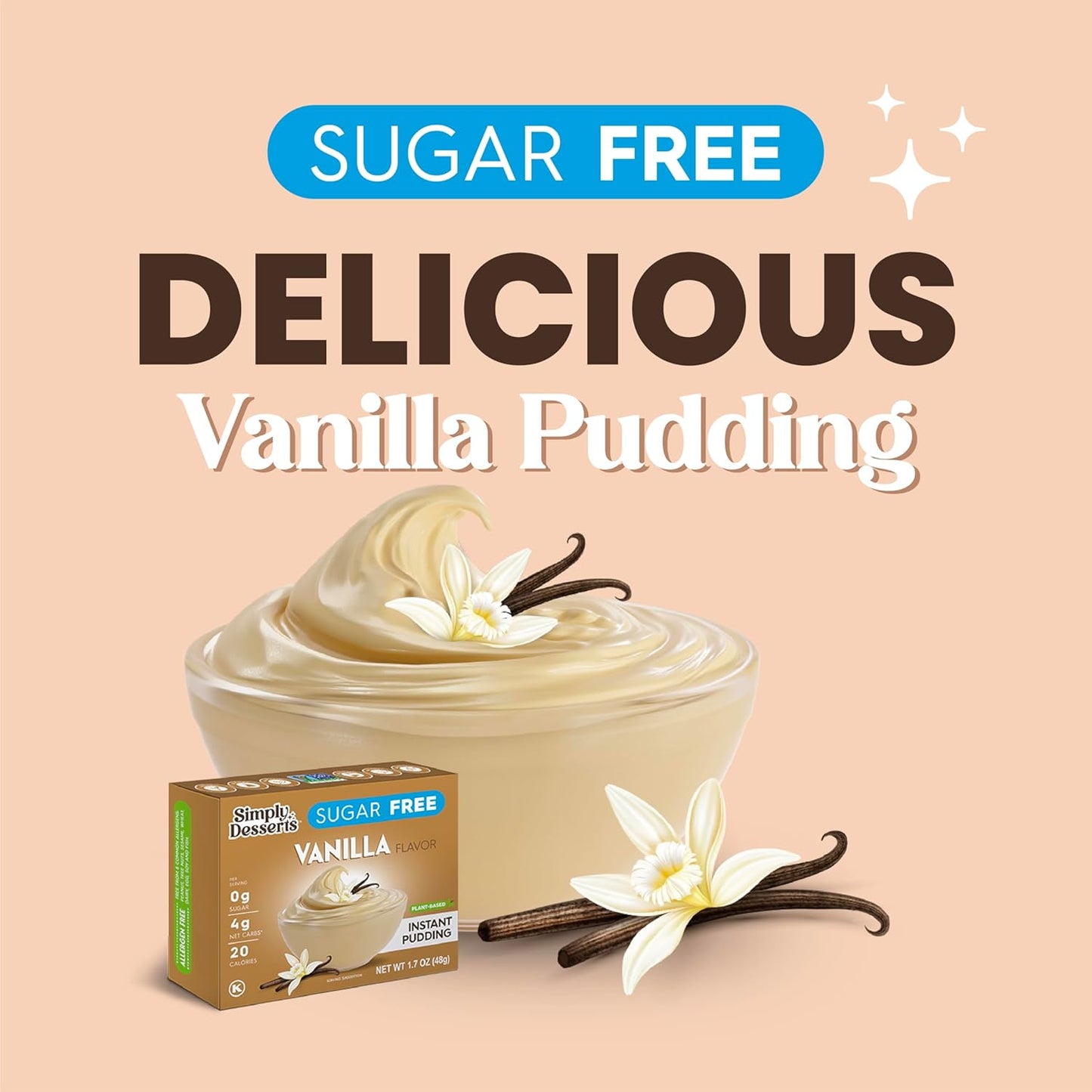Simply Desserts Vanilla Instant Pudding, Sugar-Free, 6-Pack – 1.7 Oz Ea