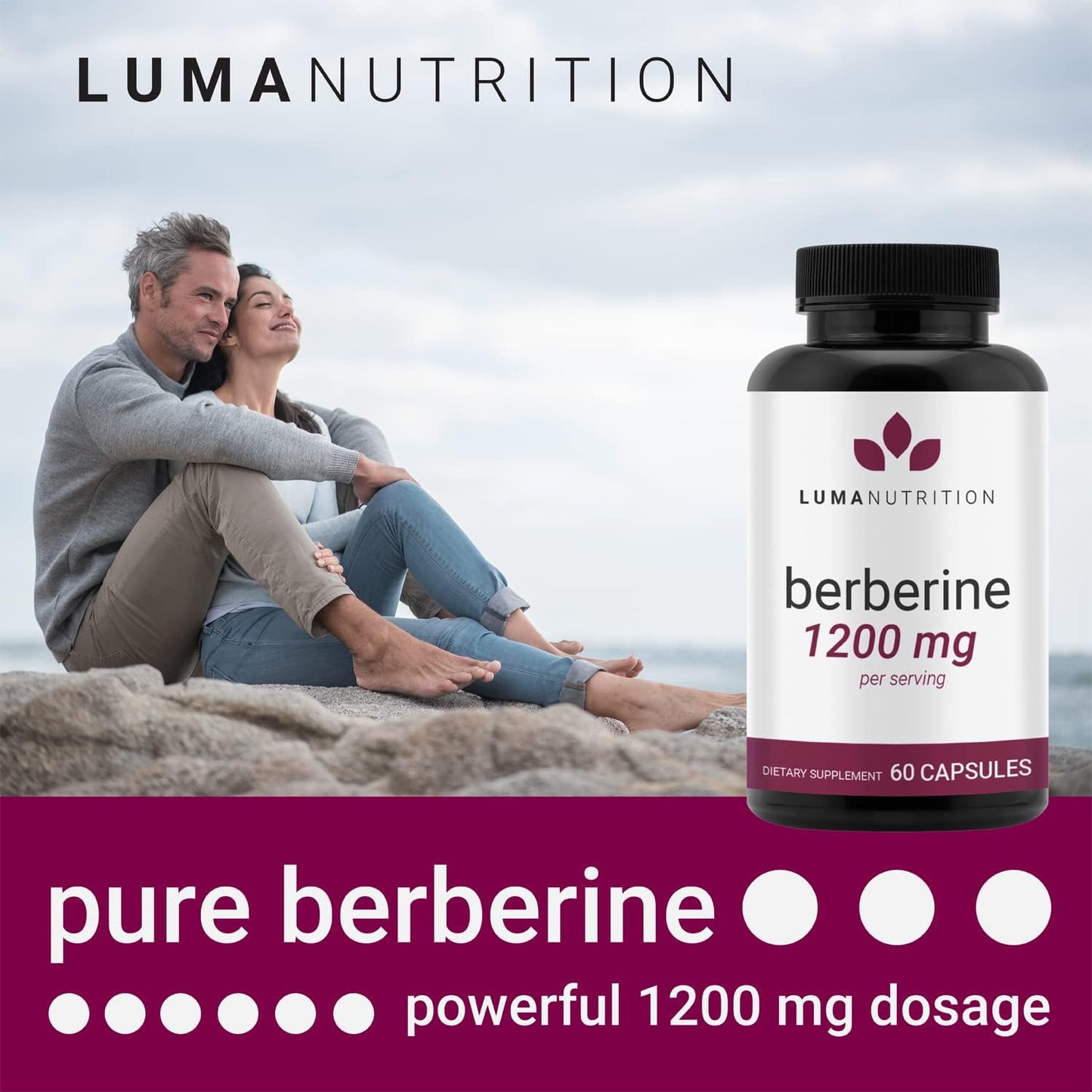 Berberine Supplement - Berberine 1200mg Per Serving - 60 capules