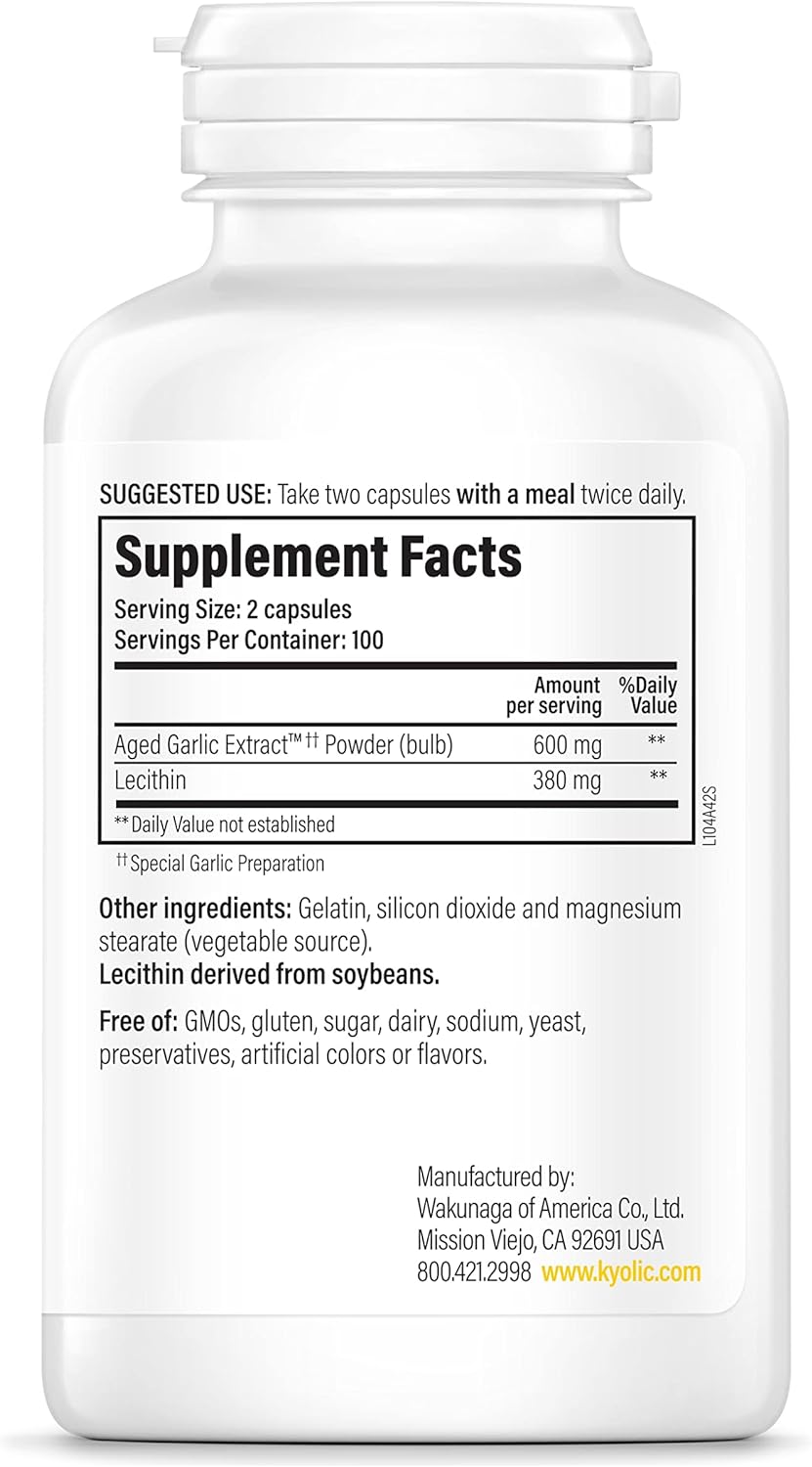 Kyolic Aged Garlic Extract Formula 104 Cholesterol Health, 200 Capsules