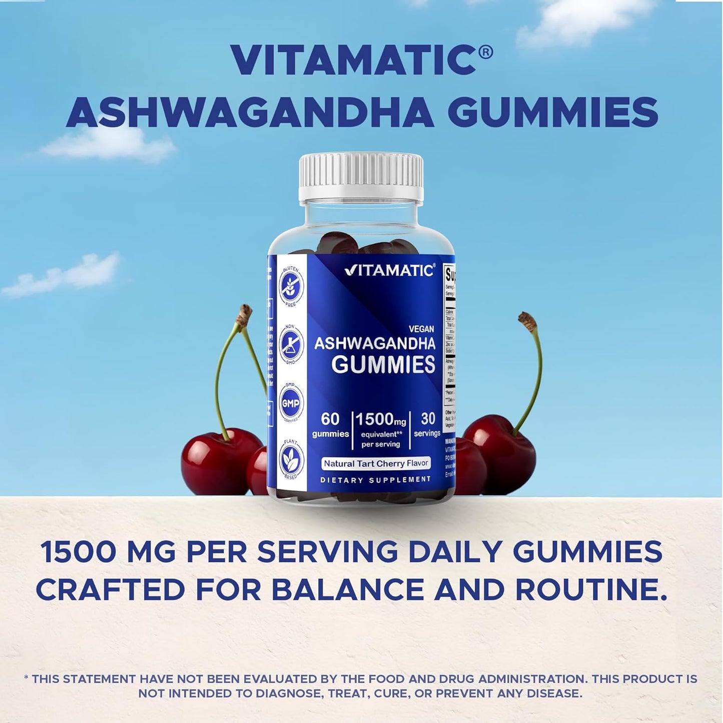 Vitamatic Ashwagandha 1500mg -  60 Vegan Gummies