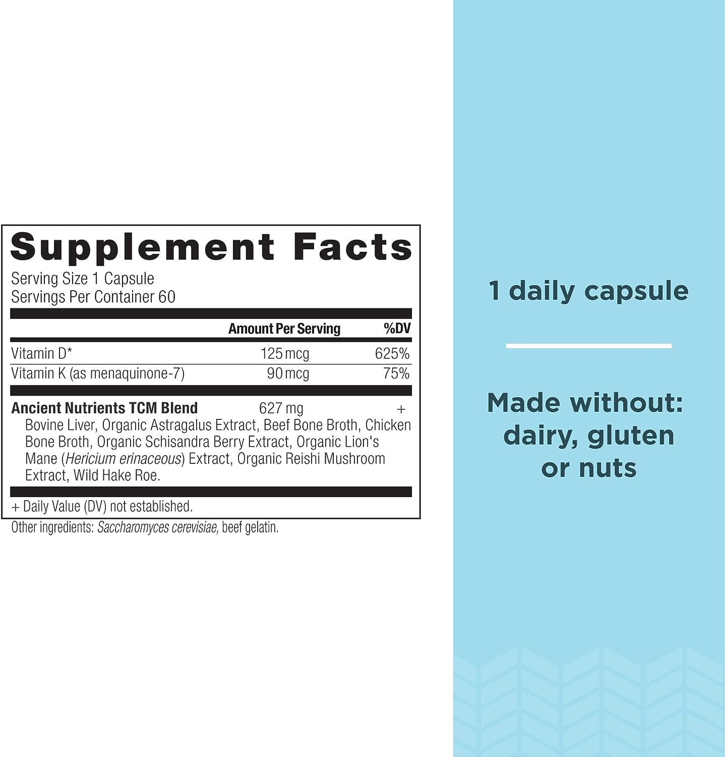 Ancient Nutrition Vitamin D Supplement,60 Capsules