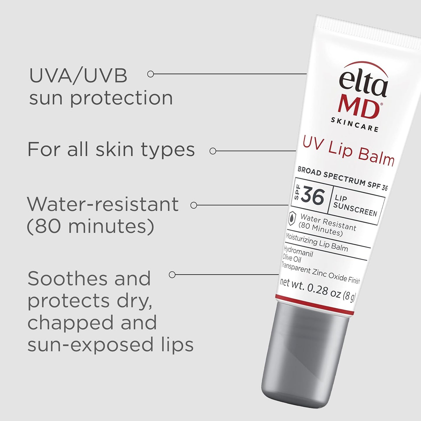 EltaMD UV Lip Balm SPF Sunscreen, Sunscreen Lip Balm with SPF 30+ - 0.28 Tube