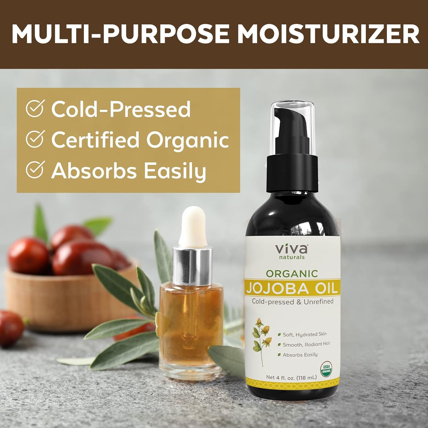 Jojoba Oil Organic Cold Pressed Unrefined 4 fl oz