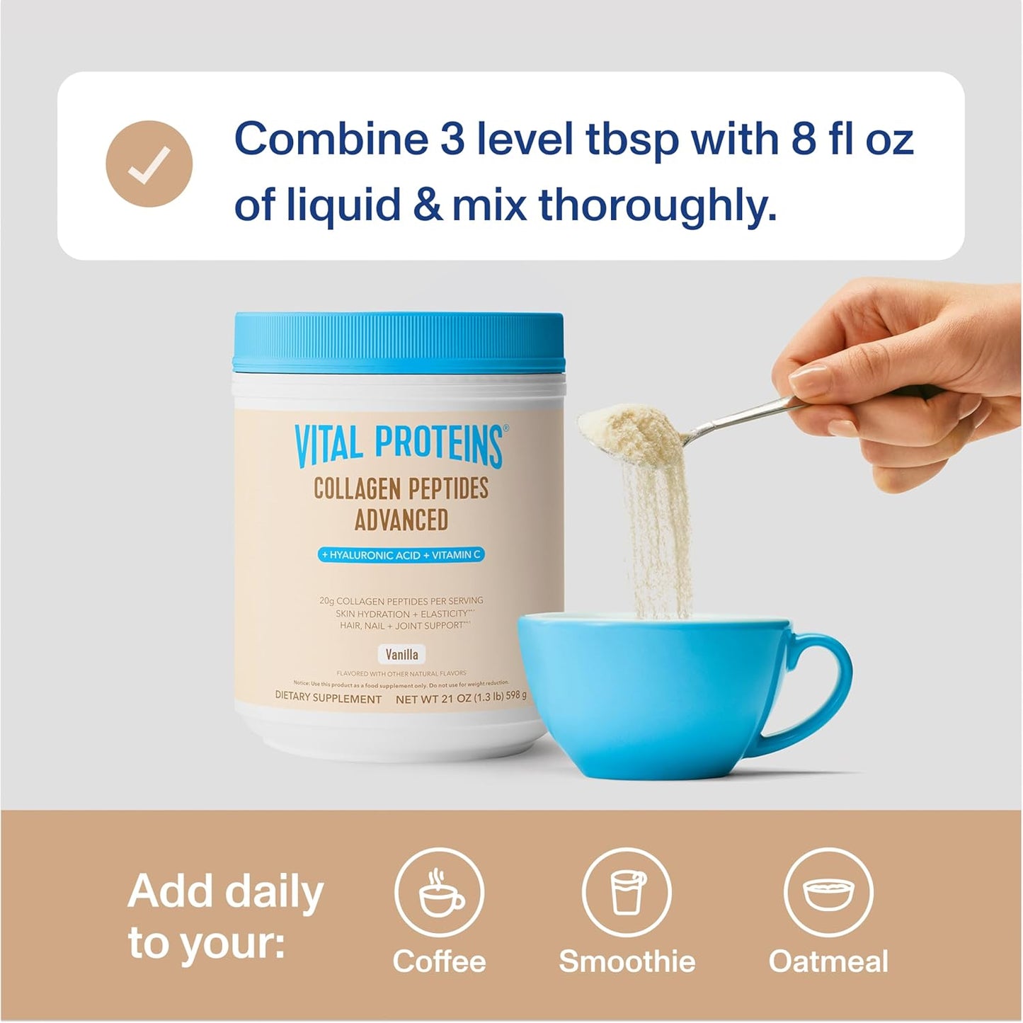 Vital Proteins Collagen Peptides Advanced   - Vanilla Flavor Powder, 21oz