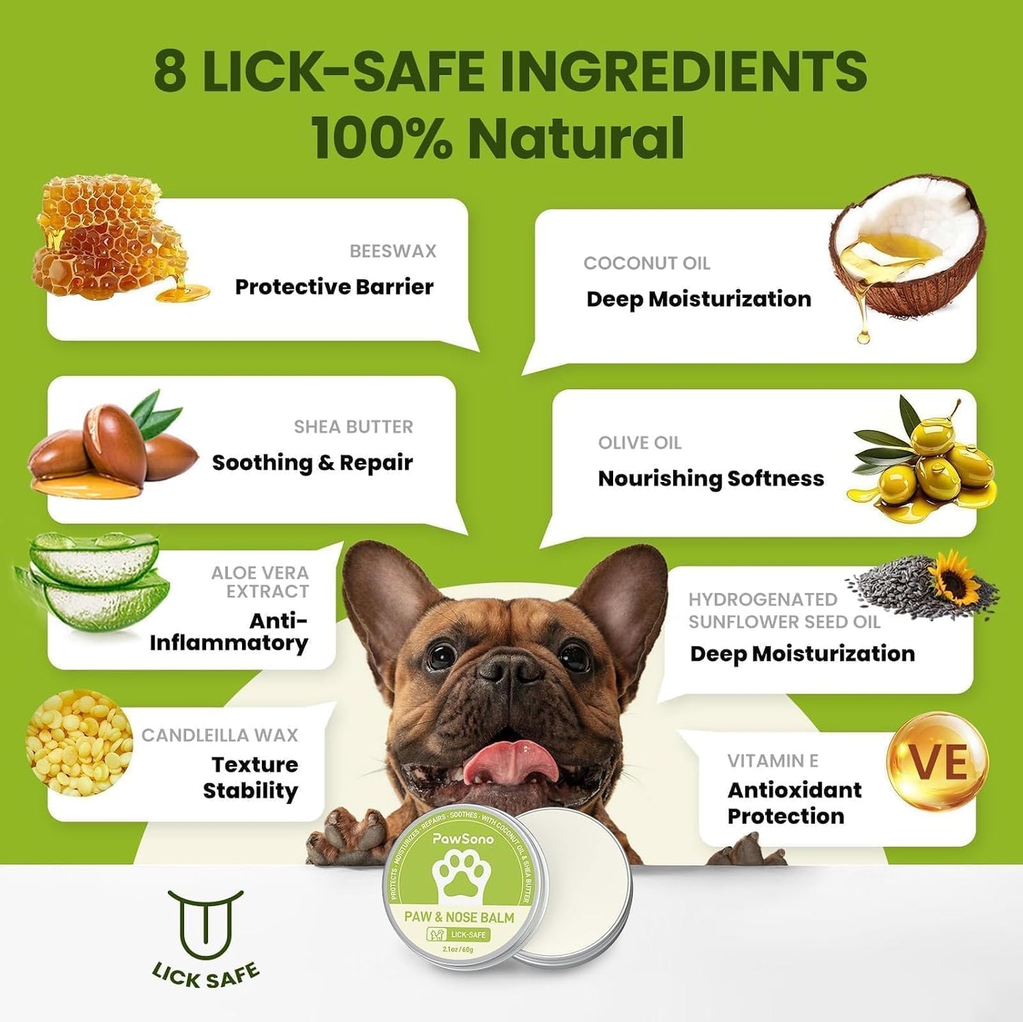 Lick-Safe Dog Paw & Nose Balm with Coconut Oil - 2.1oz *2