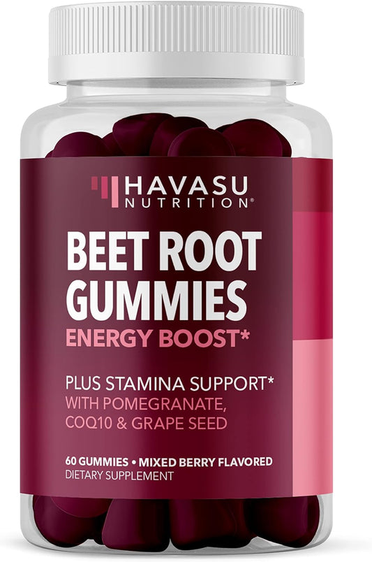 Beet Root + COQ10 Gummies Nitric Oxide Booster for Healthy Energy 60 count