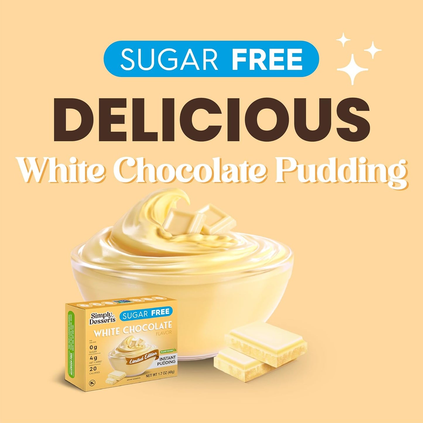 Simply Desserts White Chocolate Instant Pudding, Sugar-Free, 6-Pack –  1.7 Oz Ea