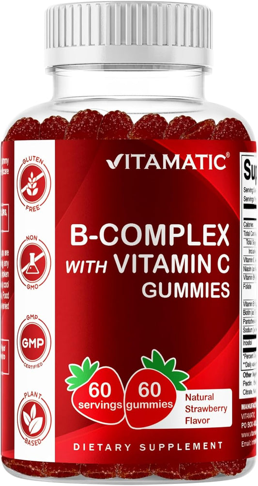 Vitamatic Vitamin B Complex  - Natural Strawberry Flavor - 60 Gummies