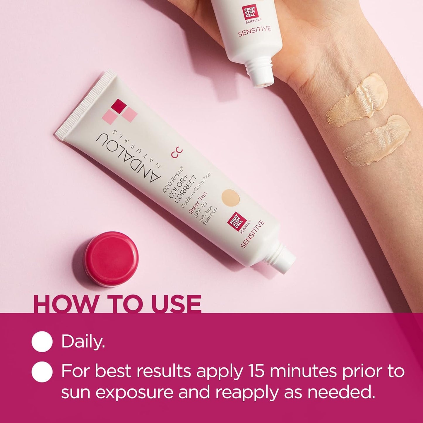 Andalou Naturals 1000 Roses CC Color + Correct with SPF 30, 2 Fl Oz