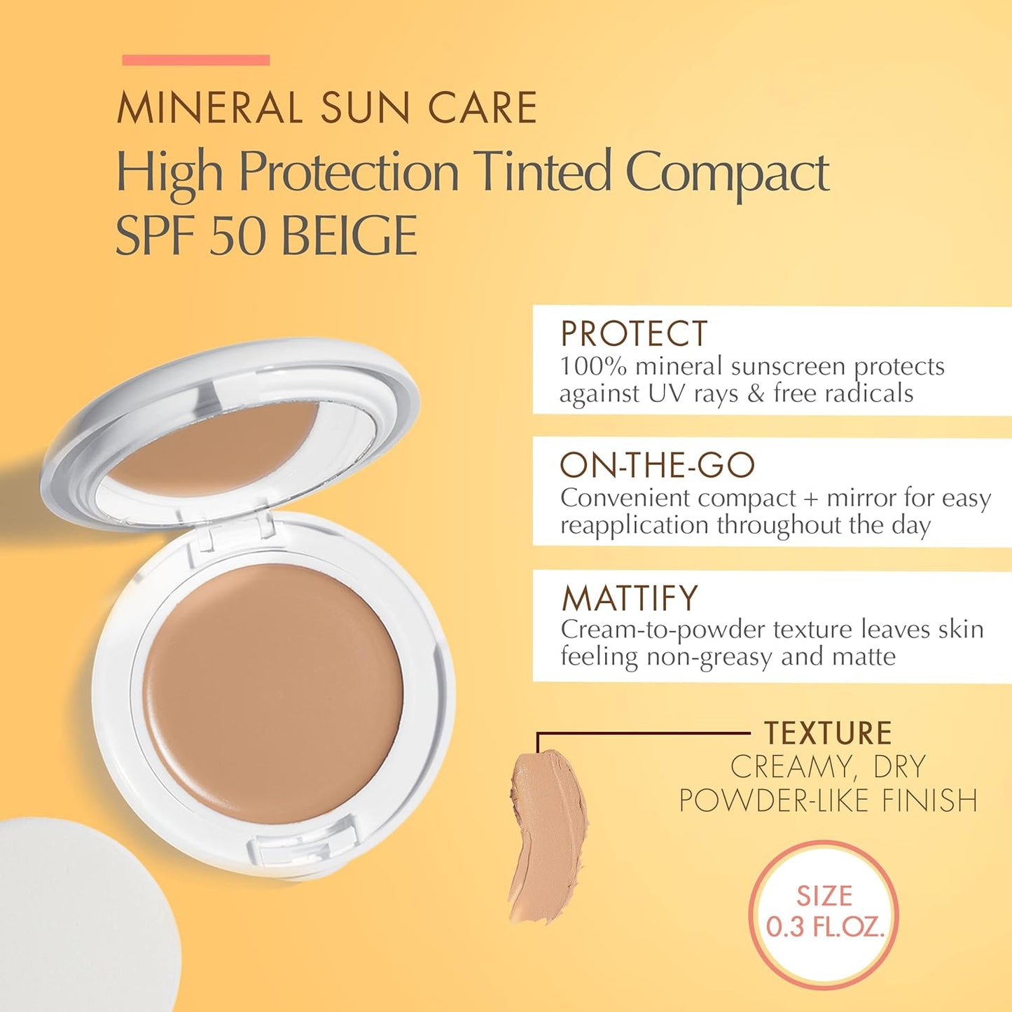 Avène High Protection Tinted Compact, Mineral Sunscreen -0.3 ounce