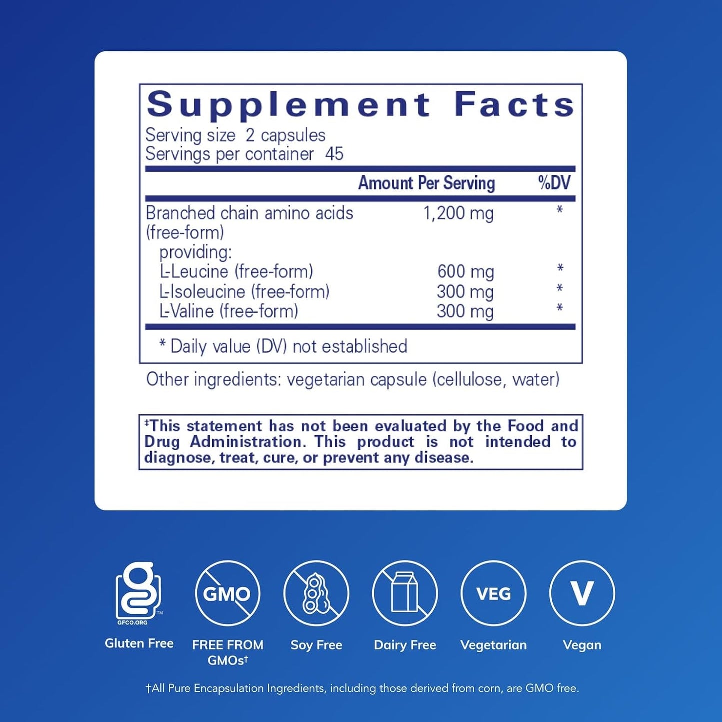 Pure Encapsulations BCAA Capsules -  90 Capsules