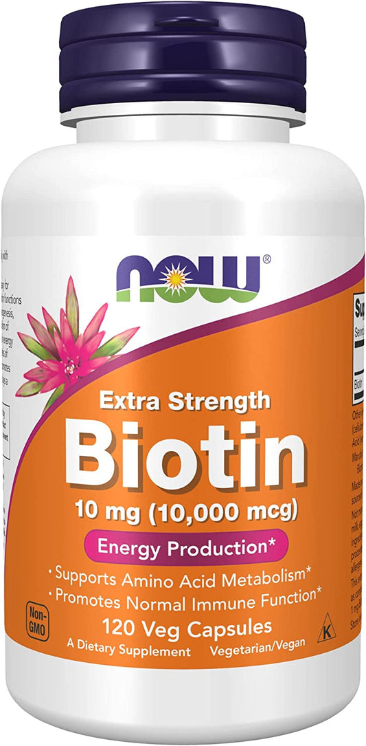 NOW Supplements, Biotin 10 mg (10,000 mcg), 120 Veg Capsules